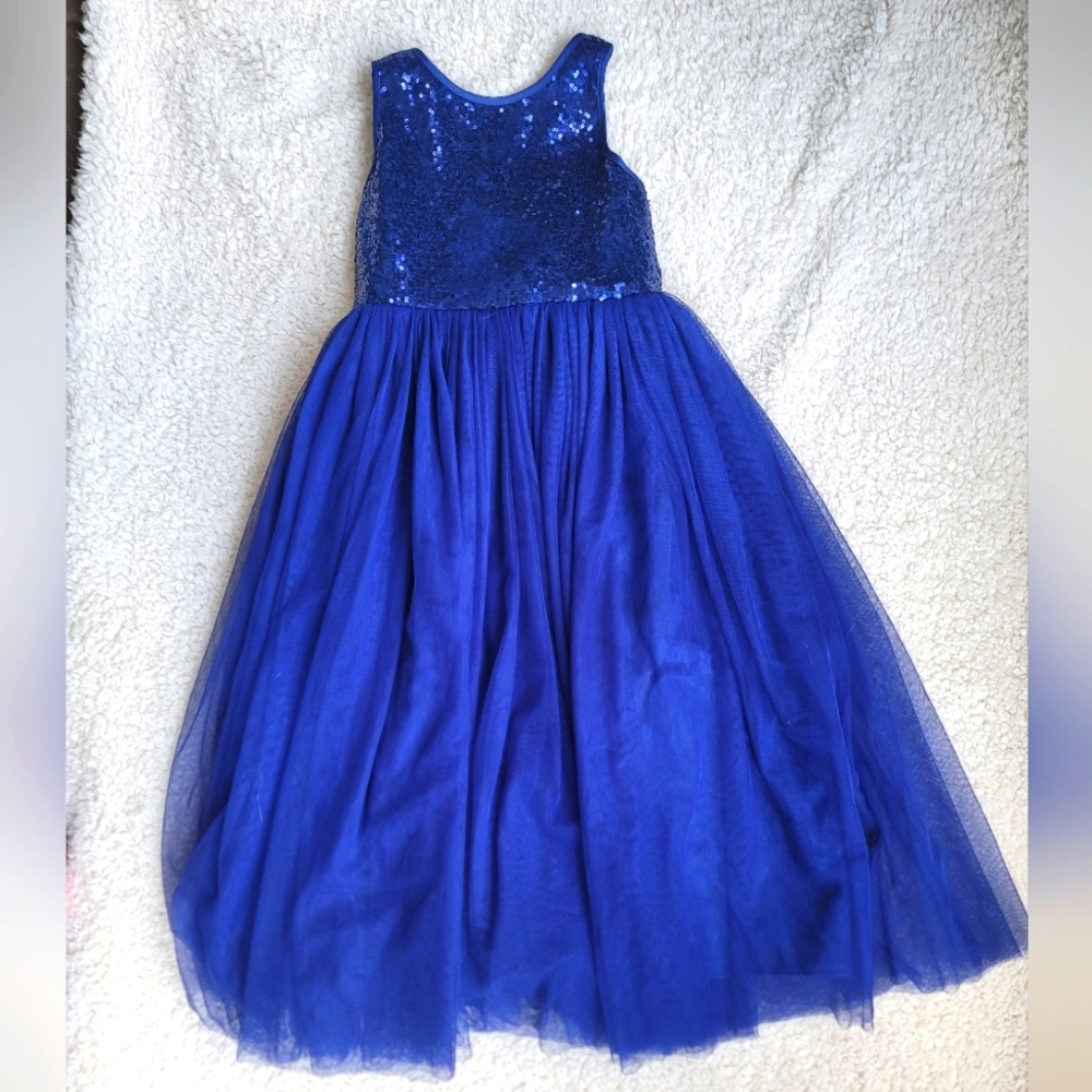 Girls Sequin Royal Blue Dress Size 6